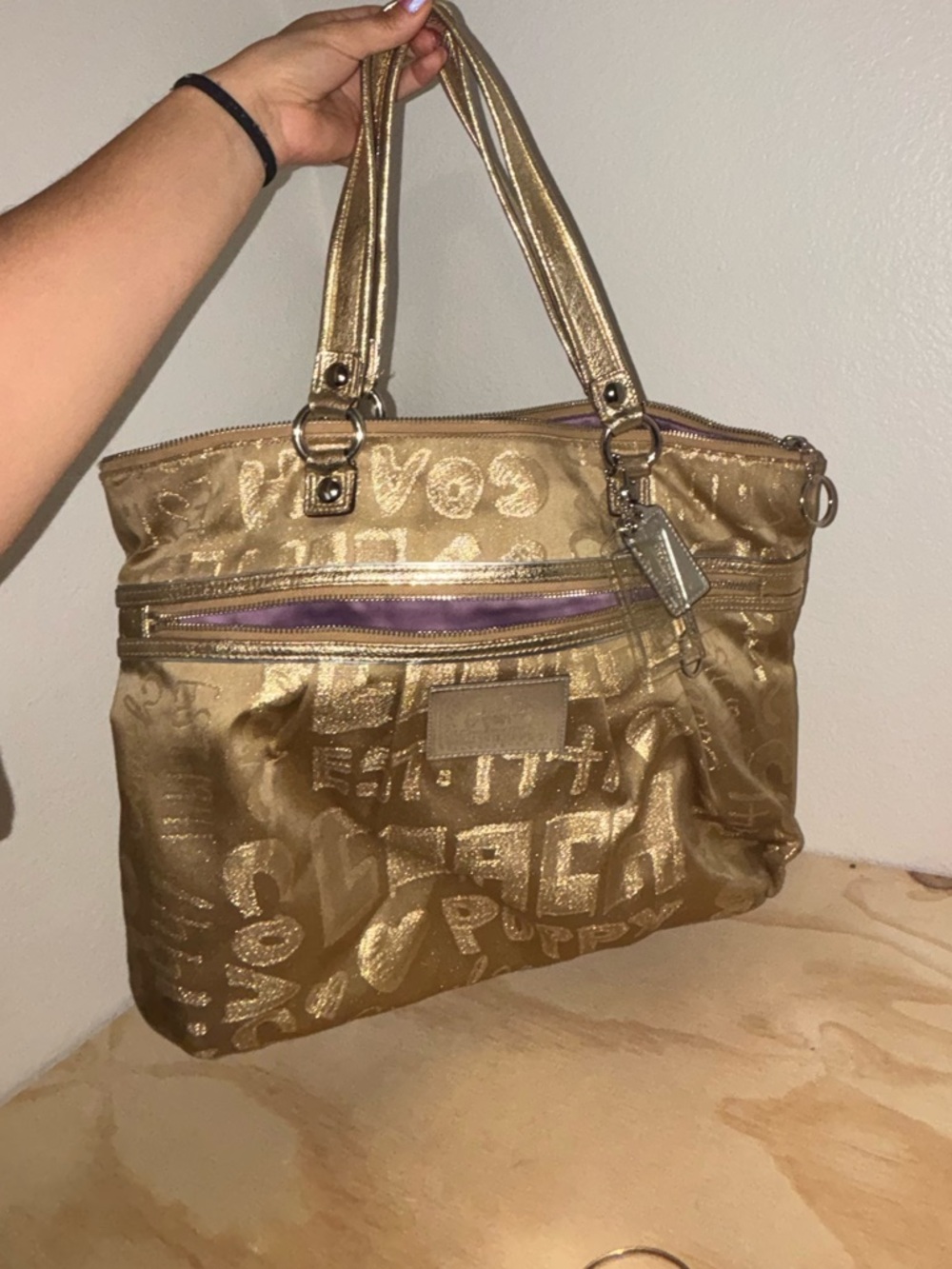 Coach poppy gold and purple bag/tote